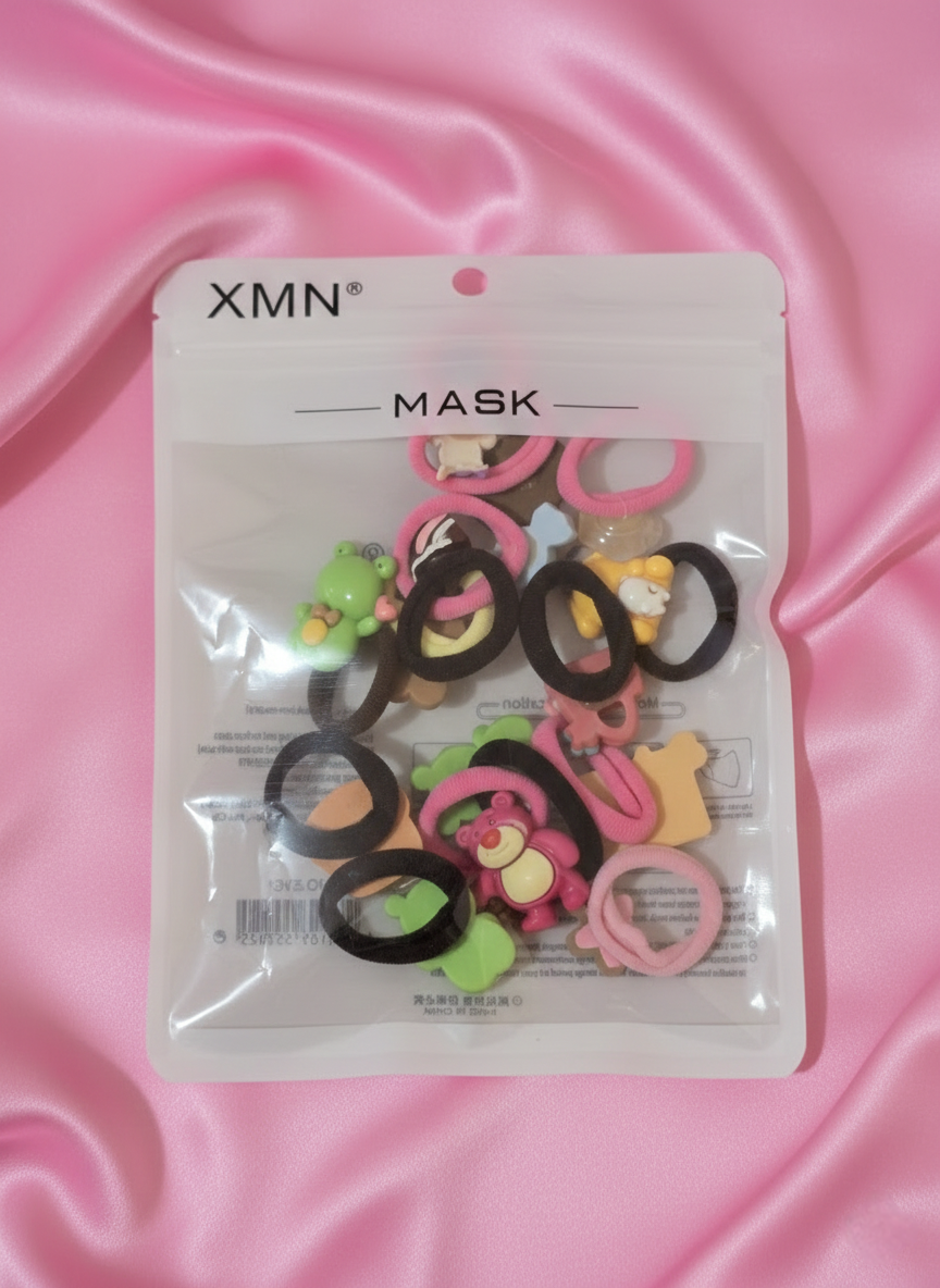 Cute Cartoon Hair Ties Set – Soft Elastic Hair Accessories (Multi-Color) 🎀✨