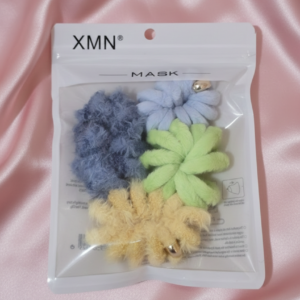 Soft Plush Flower Hair Scrunchie Set (4 Pieces) – Gentle Ponytail Hair Accessories 🌸💙✨
