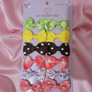 Baby Bow Hair Clips Set (12 Pieces) – Soft Fabric Alligator Clips 🎀👶✨