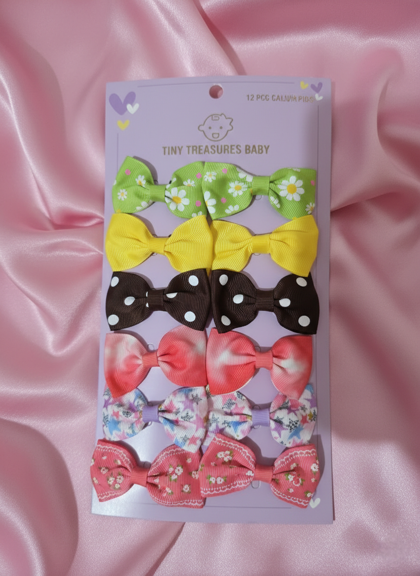 Baby Bow Hair Clips Set (12 Pieces) β Soft Fabric Alligator Clips ππΆβ¨