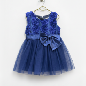 Royal Blue Floral Net Party Frock – Leftover Stock (21" Length, 12" Chest)