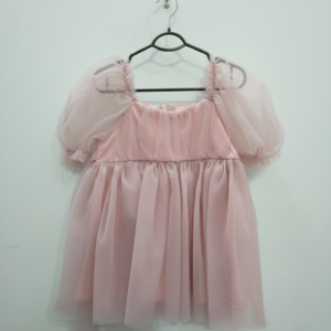 Elegant Baby Pink Net Party Frock – Leftover Stock (18" Length, 12" Chest)