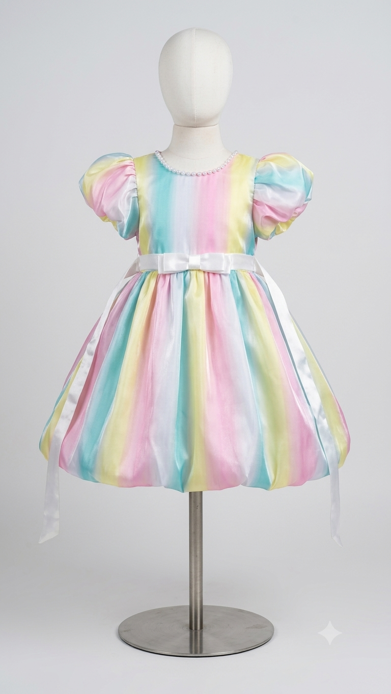 Pastel Rainbow Printed Frock