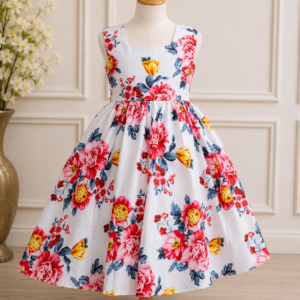 Elegant Floral Silk Frock