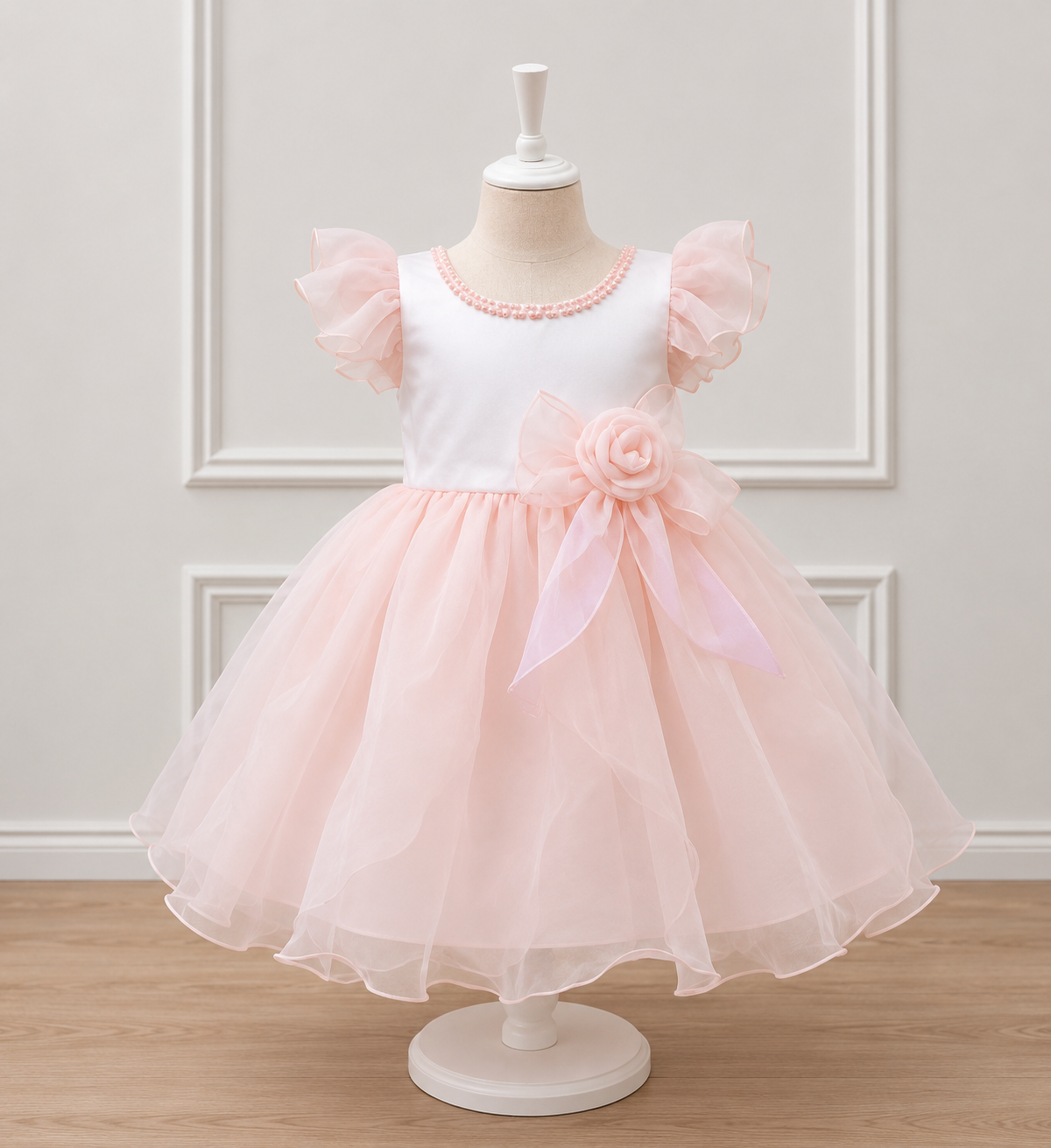 Baby Pink Organza Frocks - Image 2