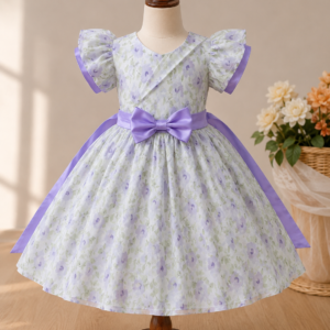 Lavender Floral Bow Frock