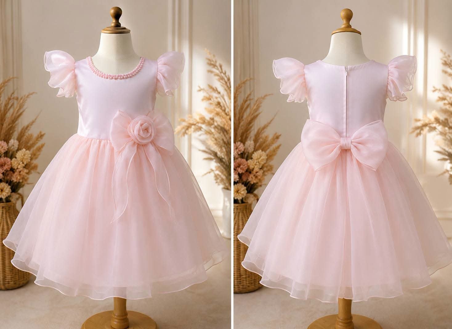 Baby Pink Organza Frocks
