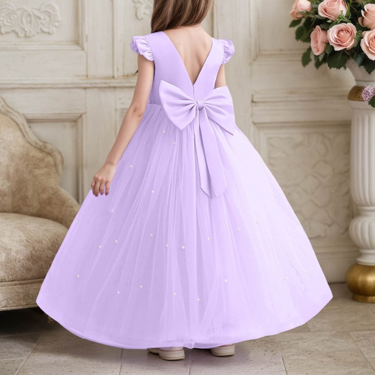 Lavender Pearl Silk Frock - Image 2