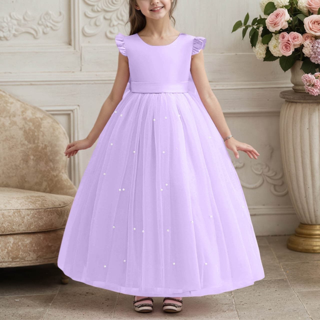 Lavender Pearl Silk Frock
