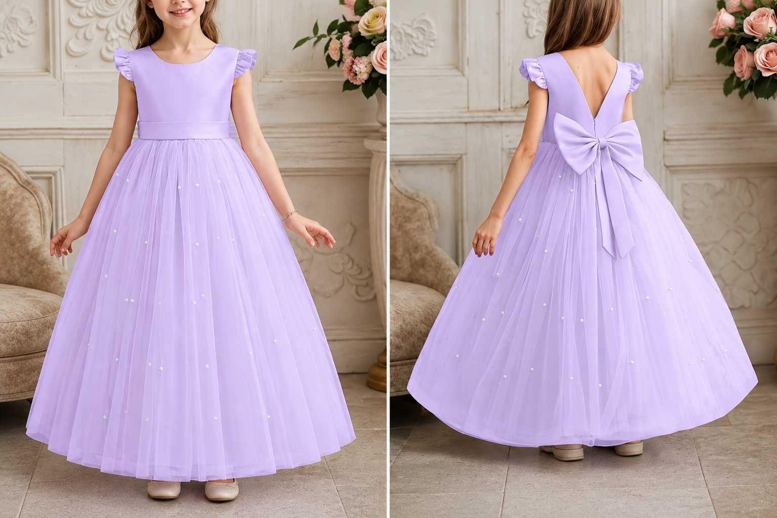 Lavender Pearl Silk Frock - Image 3