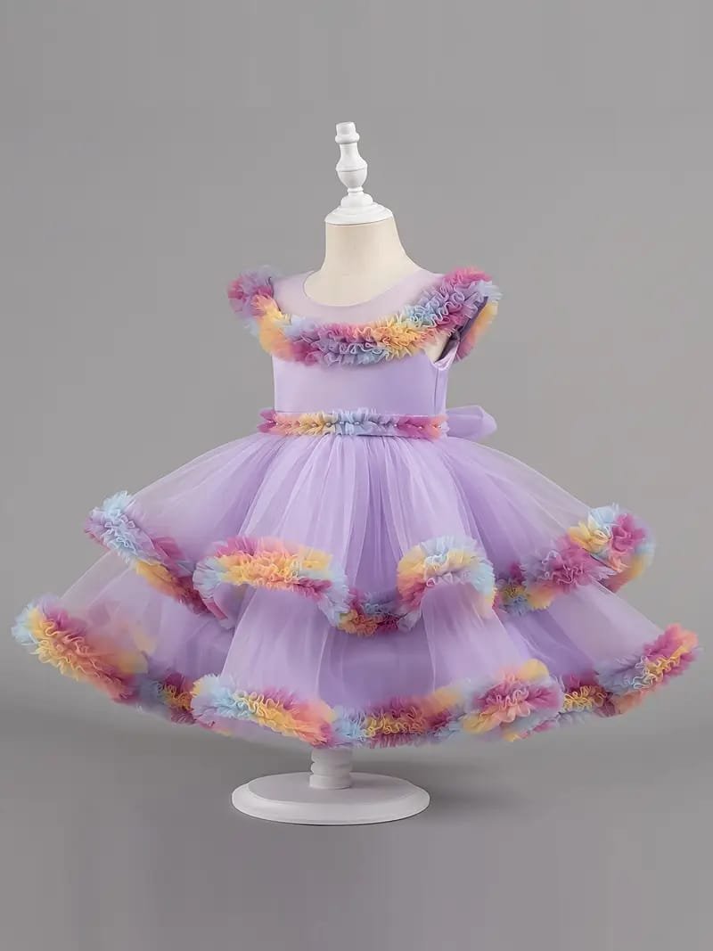 Pastel Rainbow Ruffle Frock