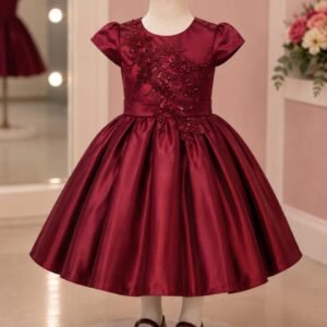 Elegant Maroon Silk Frock