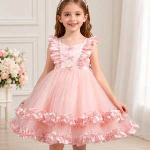 Elegant White Ruffle  Frock