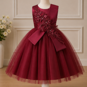 Luxury Maroon Floral Frock