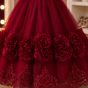 Elegant Rose Embroidered Frock