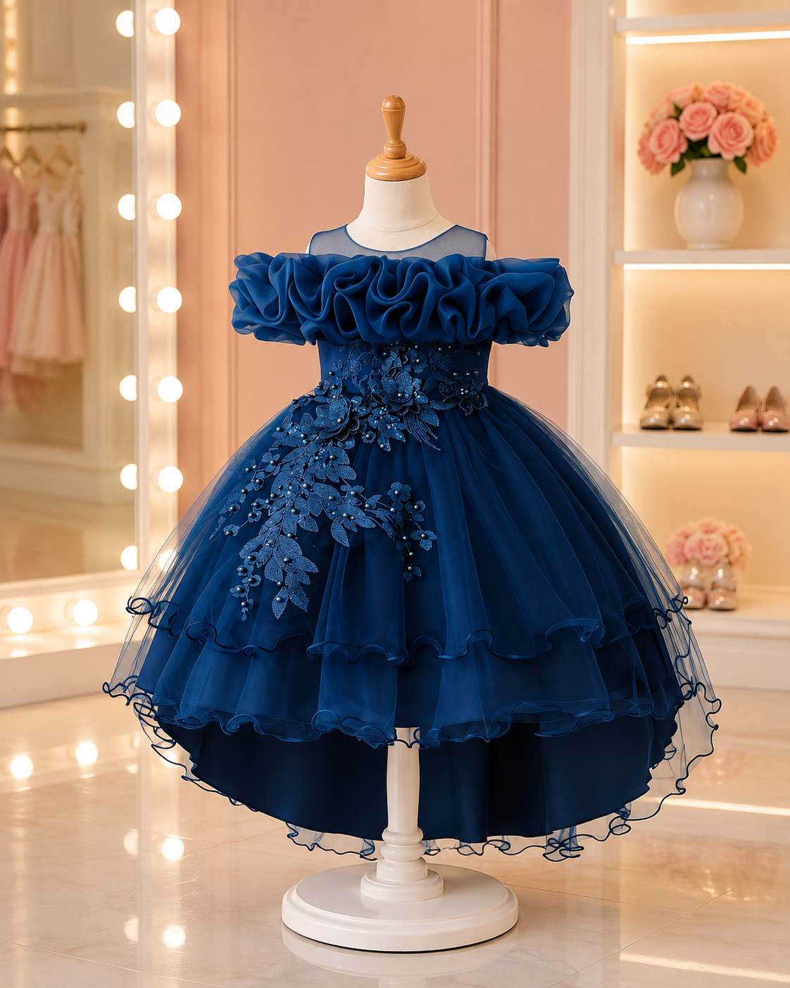 Luxury Ruffle Embroidery Frock