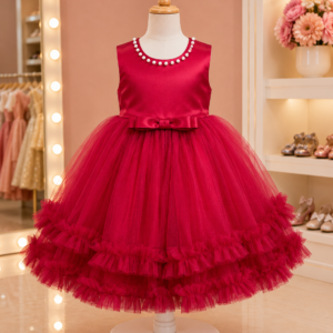 Elegant Ruby Pearl Frock