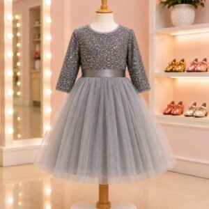 Elegant Grey Glitter Frock