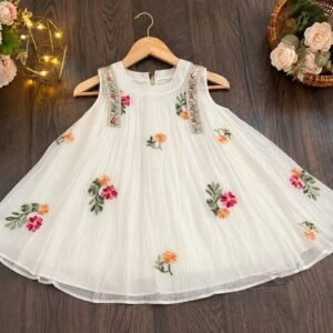Elegant Floral Embroidered Frock