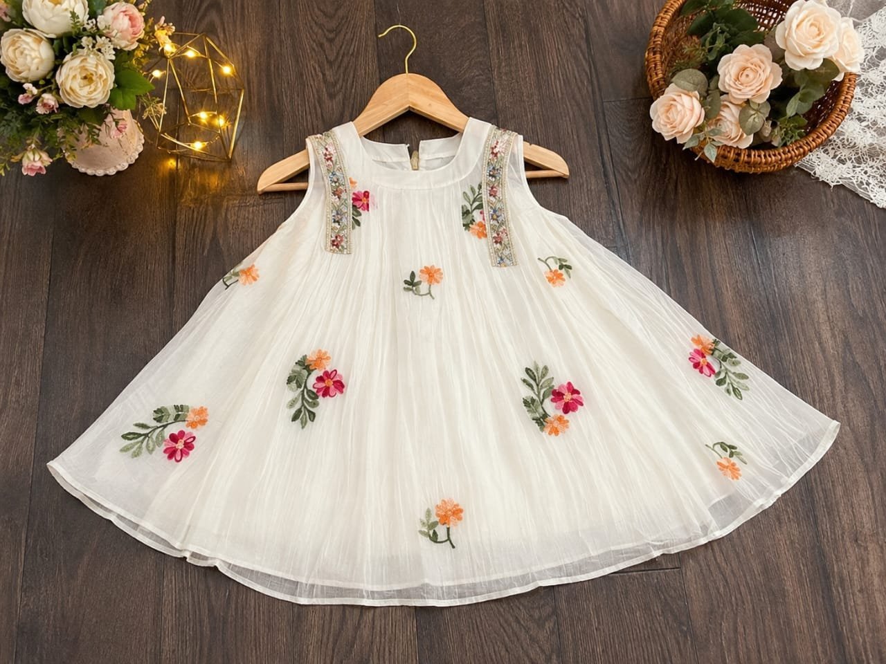 Elegant Floral Embroidered Frock