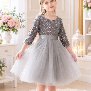 Elegant Grey Glitter Frock