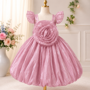 Elegant Satin Rose Princess Frock