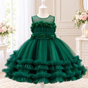 Elegant Floral Ruffle Party Frock