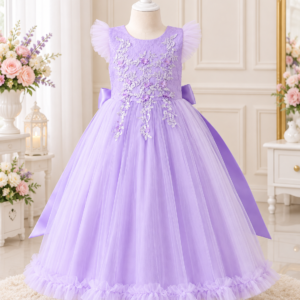 Lavender Embroidery Princess Tulle Maxi