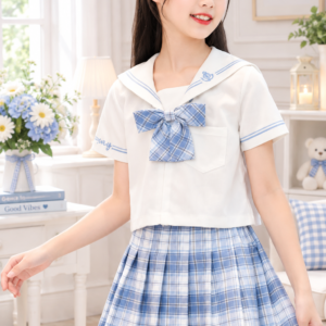 Classic Blue Plaid Sailor Two Piece