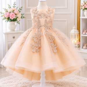 Elegant Embroidered Tulle Party Frock