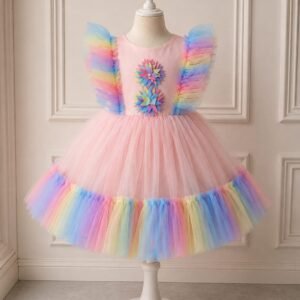 Rainbow Tulle Party Frock for Girls