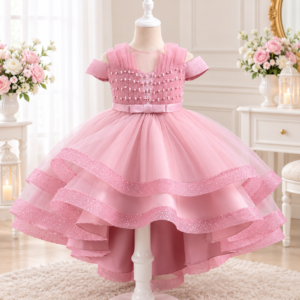 Elegant Pearl Embellished Tulle Frock