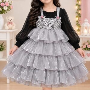 Silver Sequin Layered Princess Frock