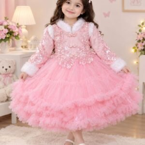 Royal Princess Frock with Golden Embroidery