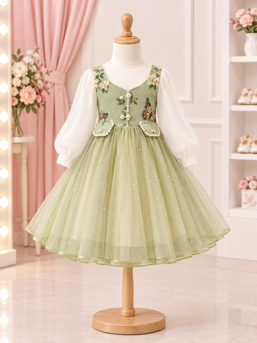 Sage Green Butterfly Frock