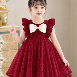 Glitter Sleeveless with Ruffle Frock