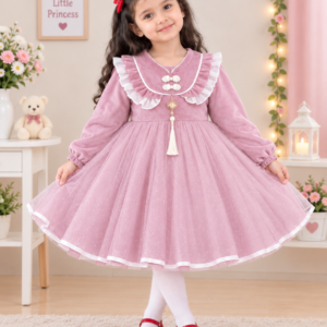 Glitter Ruffle Neckline & Tassel Princess Frock